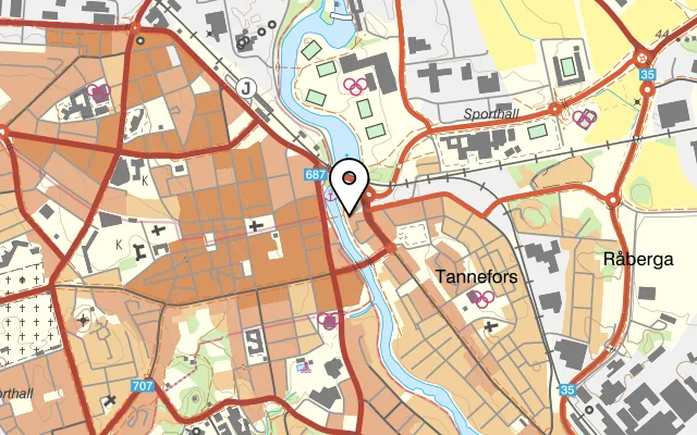 Karta som visar ÖK Smak & Tak på Brandmannagatan 1, 582 54 Linköping