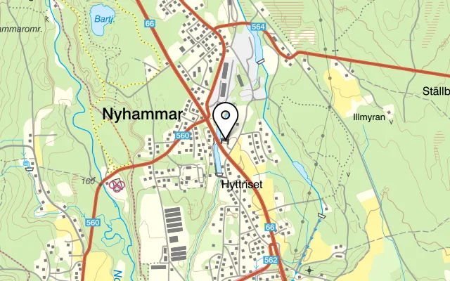Karta som visar Gamla Brukskontoret Bageri & Konditori på Gamla bruksvägen 1, 770 14 Nyhammar