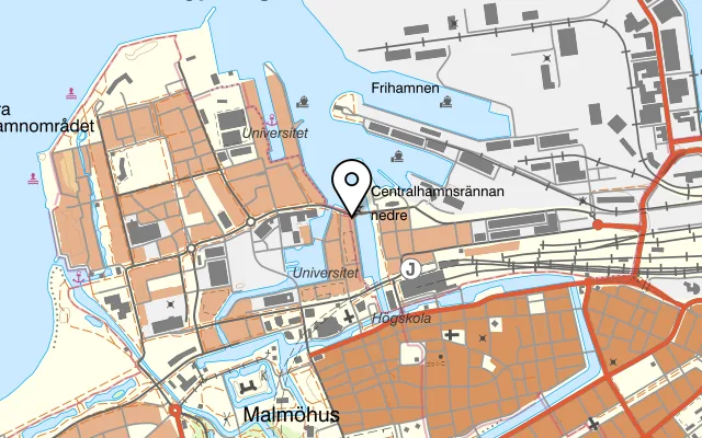 Karta som visar Lokal 17 - Pembert och Company på Hjälmarekajen 17, 211 19 Malmö