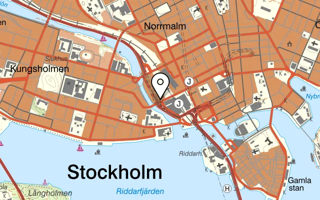 Karta som visar Más que Tapas på Klarabergsviadukten 86, 101 30 Stockholm