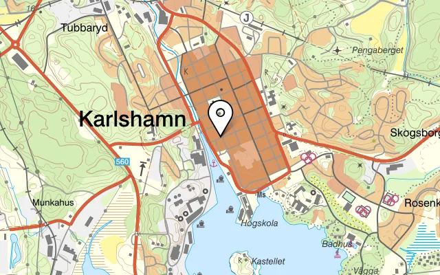 Karta som visar Suki Sushi - Karlshamn på Drottninggatan 37, 374 35 Karlshamn