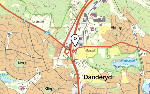 Karta som visar Östergårds på 182 36 Danderyd