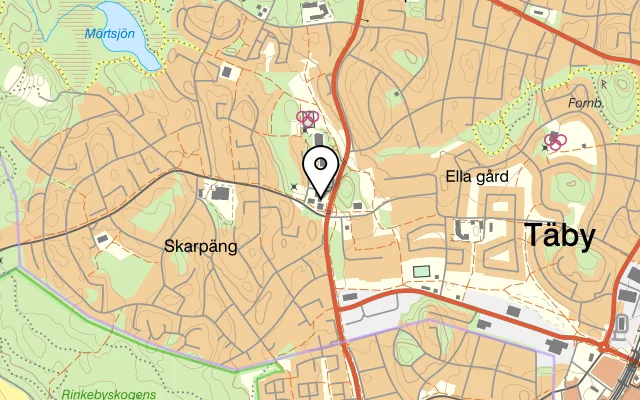 Karta som visar Rösjö Pizzeria på Ljungmyrsvägen 4, 187 46 Täby