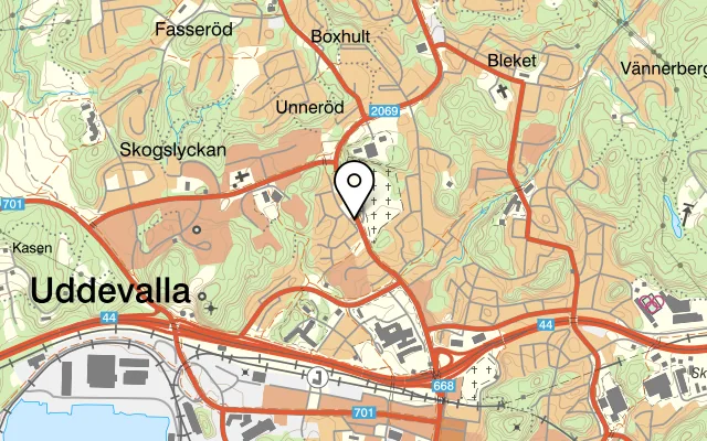 Karta som visar Bangkok Wok på Bulidsvägen 10, 451 51 Uddevalla