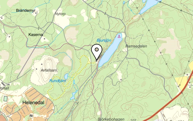Karta som visar Bjursjön Servering på Helenedal Bjursjöstugan 155, 451 93 Uddevalla