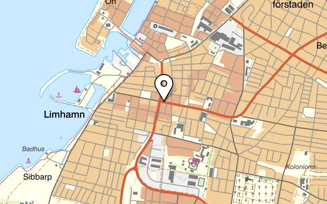 Karta som visar Bhua Thai på Linnégatan 24, 216 14 Limhamn