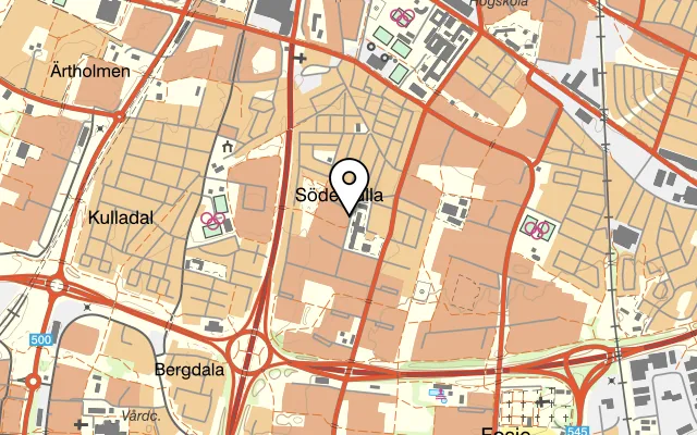 Karta som visar Pizzeria Verona på Söderkullagatan 11, 215 58 Malmö