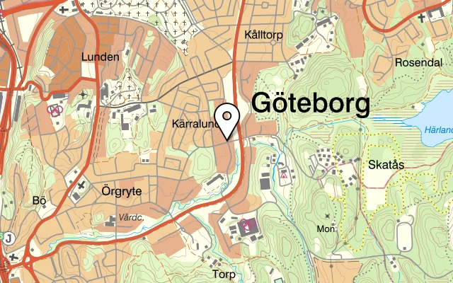 Karta som visar Pizzeria Pomodoro på Welandergatan 58, 416 56 Göteborg