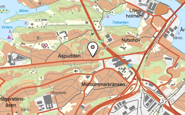 Karta som visar Bistro Aspen på Hägerstensvägen 100A, 126 49 Hägersten, Sweden