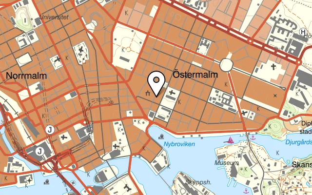 Karta som visar Rice på Nybrogatan 16, 114 39 Stockholm