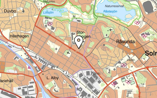 Karta som visar Thai House Wok på Tulegatan 10, 172 78 Sundbyberg