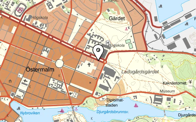 Karta som visar Högkvarteret bar & matsal på Valhallavägen 188, 115 27 Stockholm