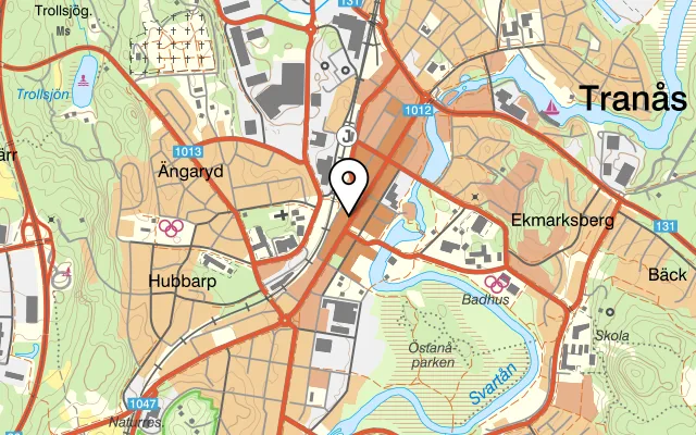Karta som visar Café Tranan på Storgatan 29, 573 32 Tranås