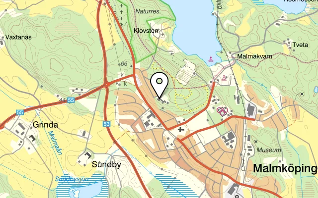 Karta som visar Hjorten & Gösen på Furugatan, 642 60 Malmköping