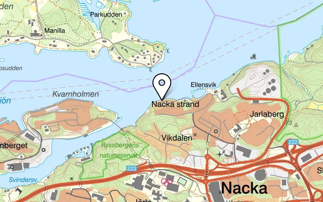 Karta som visar Kajen Sea Grill på Augustendalsvägen 49, 131 52 Nacka Strand