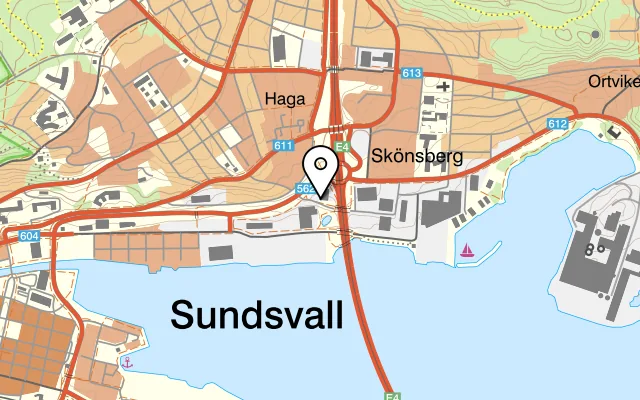 Karta som visar Heat Sundsvall på Förrådsgatan 8, 856 33 Sundsvall