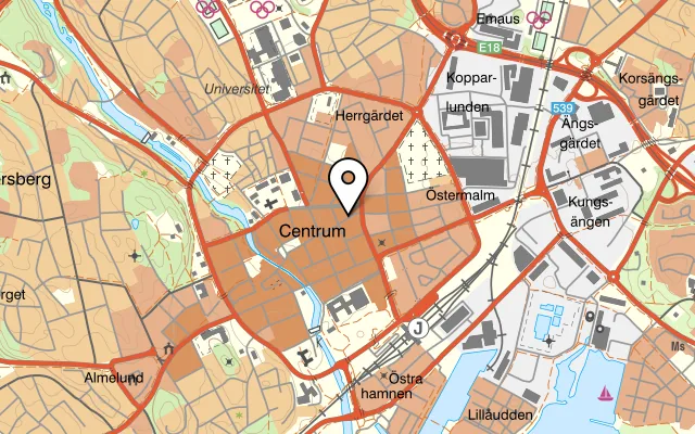 Karta som visar Cafe Mosaic Västerås på Smedjegatan 2, 722 13 Västerås