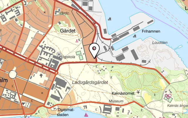 Karta som visar Eatery Gärdet - mat & möten på Tegeluddsvägen 100, 115 28 Stockholm