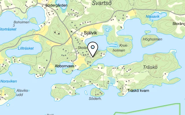 Karta som visar Bistro Sågen på SVARTSÖ ABBORRVASS 229, 130 34 Skälvik