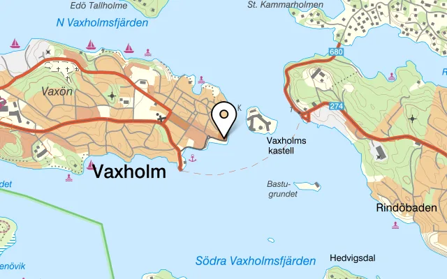 Karta som visar Melanders Vaxholm på Hamngatan 2, 185 32 Vaxholm