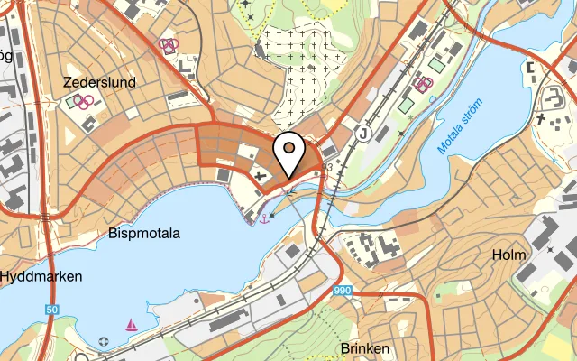 Karta som visar Brasseri Kanalparken på Platensgatan 15C, 591 35 Motala