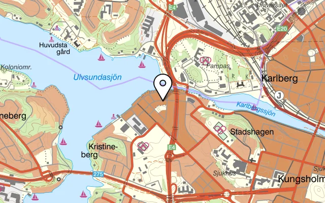 Karta som visar YAMI SUSHI BAR på Franzéngatan 29, 112 16 Stockholm