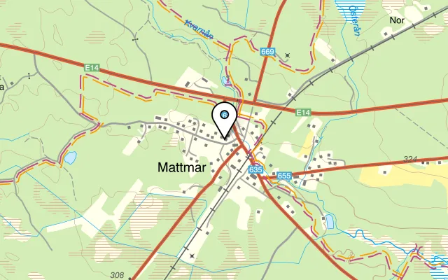 Karta som visar Agdas Kafè på Gamla Semlanvägen 108, 830 02 Mattmar