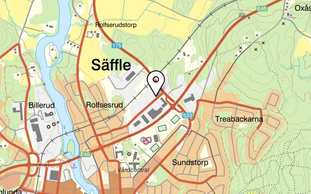 Karta som visar Tommy & Carros Fik AB på Norrlandsvägen 39, 661 40 Säffle, Sweden