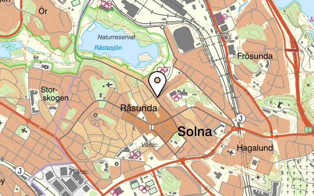 Karta som visar Svenska Thai Wok på Östervägen 34, 169 55 Solna