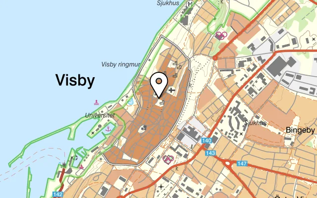 Karta som visar Plaza Restaurant & Pub på Stora TORGET 5, 621 56 Visby