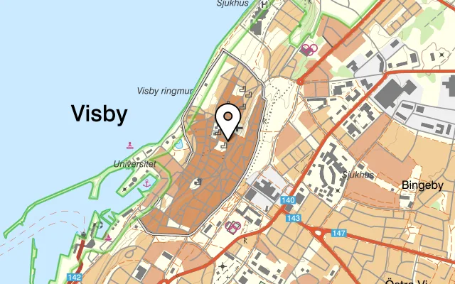 Karta som visar Brooklyn Burgers & Bar på Södra Kyrkogatan 13, 621 56 Visby