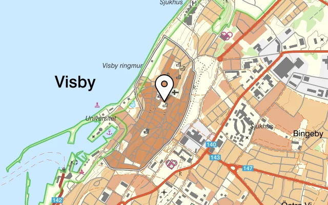 Karta som visar Bageriet Mat & Bar på Stora torget 7, 621 56 Visby