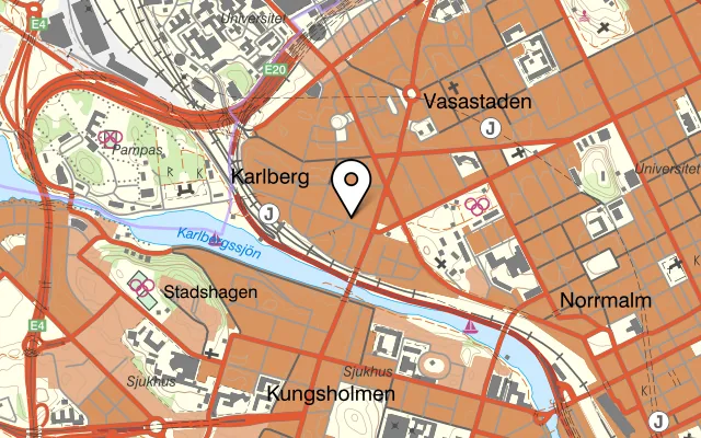 Karta som visar Thai House Wok på Birkagatan 14, 113 39 Stockholm