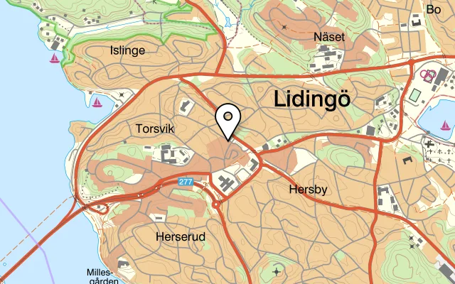 Karta som visar Firren på Friggavägen 18, 181 32 Lidingö
