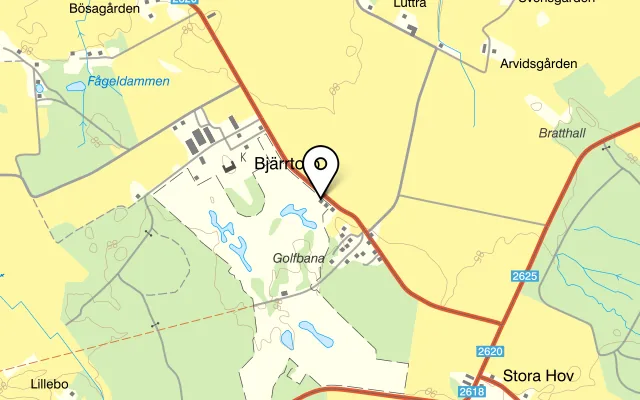 Karta som visar Golfrestaurang på Vara-Bjertorp Golfklubb på Fyrunga 10, 535 91 Kvänum