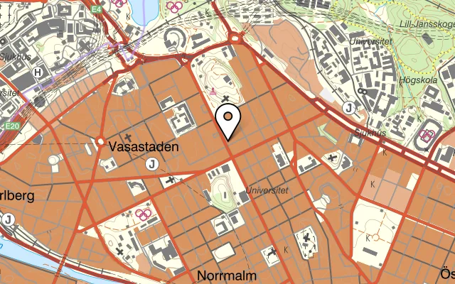 Karta som visar Retro Bar & Restaurant - Vasastan på Sveavägen 120, 113 50 Stockholm, Sweden