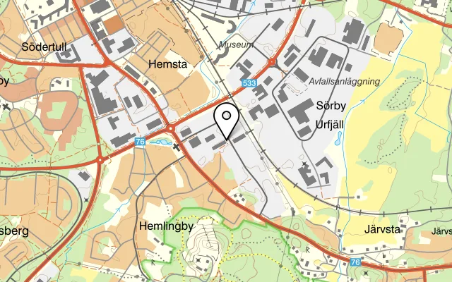 Karta som visar Helenas Pizzeria & Kebab på Kryddstigen 14, 802 92 Gävle