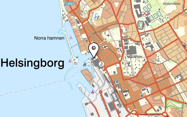 Karta som visar Elite Hotel Marina Plaza på Kungstorget 6, 252 24 Helsingborg