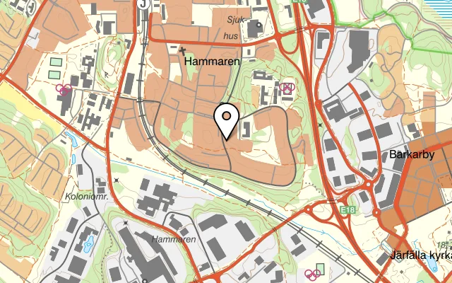 Karta som visar Mangos Bar & Kök - Pizzeria & Restaurang på Dackevägen 39, 177 34 Järfälla