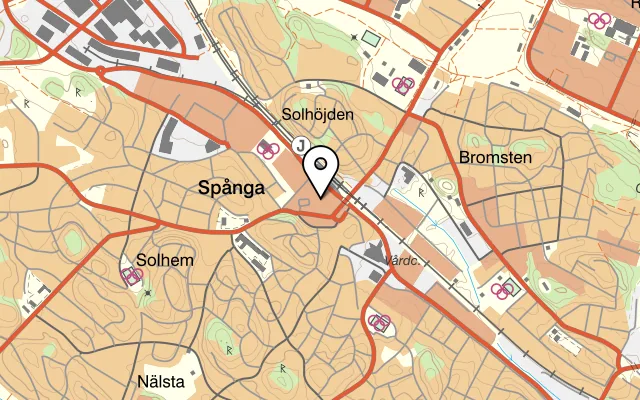 Karta som visar Sushi Spot på Spånga torg 4, 163 51 Spånga