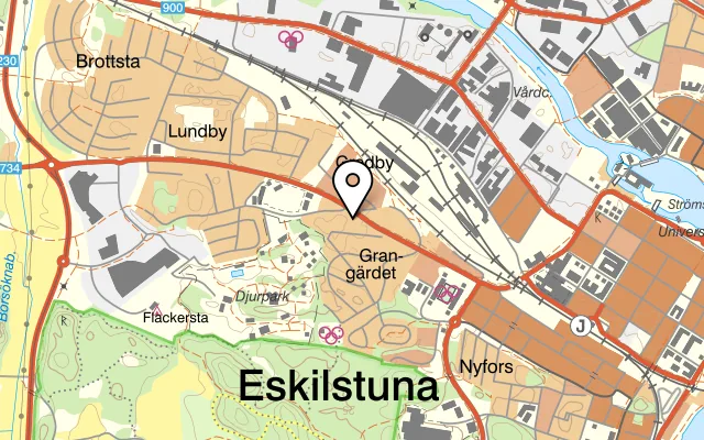 Karta som visar Tuna Mood Pizza på Västeråsvägen 21, 632 23 Eskilstuna