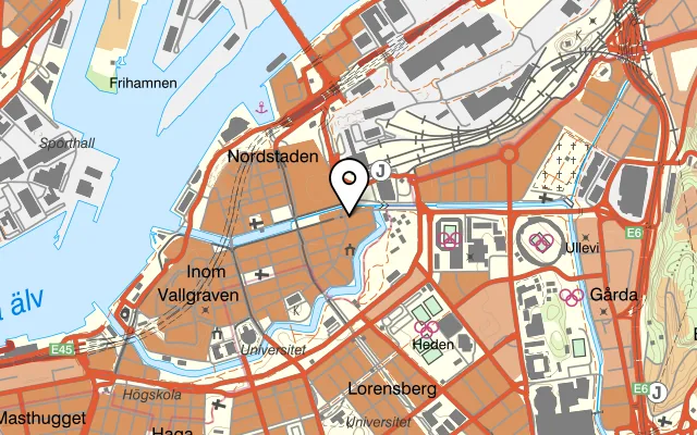Karta som visar Atrium Bar & Restaurant på Södra Hamngatan 59A, 411 06 Göteborg