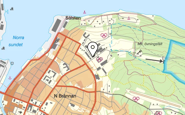 Karta som visar Freddes Mat på Sälstensgränd 133, 871 33 Härnösand