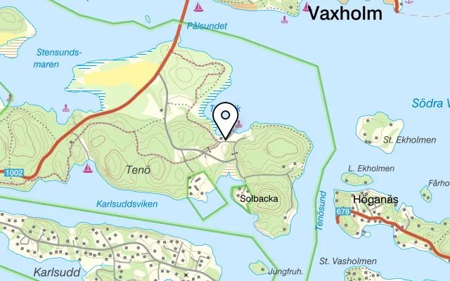 Karta som visar Bryggan på Tenö på Tenö 1 A, 185 93 Vaxholm, Sweden