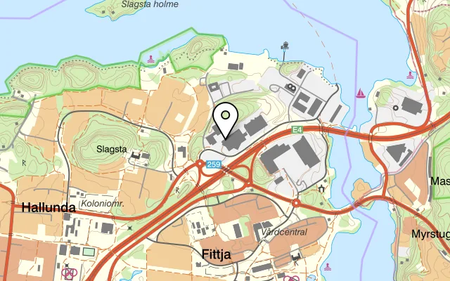Karta som visar UM Thai & Sushi Slagsta på Fågelviksvägen 5, 145 53 Norsborg