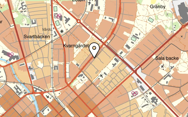 Karta som visar Trappan 2 - Pizza - Kebab - Grill -Sallad (Råbyvägen) på Råbyvägen 37, 754 22 Uppsala, Sweden