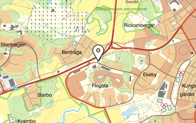 Karta som visar Capri Pizza & Kebab - Pizzeria Uppsala på Flogstavägen 94, 752 72 Uppsala, Sweden