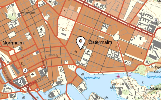 Karta som visar Villa Dagmar Restaurant på Nybrogatan 25-27, 114 39 Stockholm