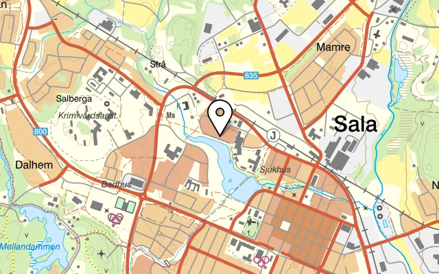 Karta som visar Pizzeria Torino på Dammgatan 15, 733 38 Sala