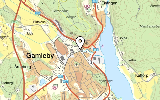 Karta som visar Linneas Konditori & Catering på Västerviksvägen 2A, 594 30 Gamleby